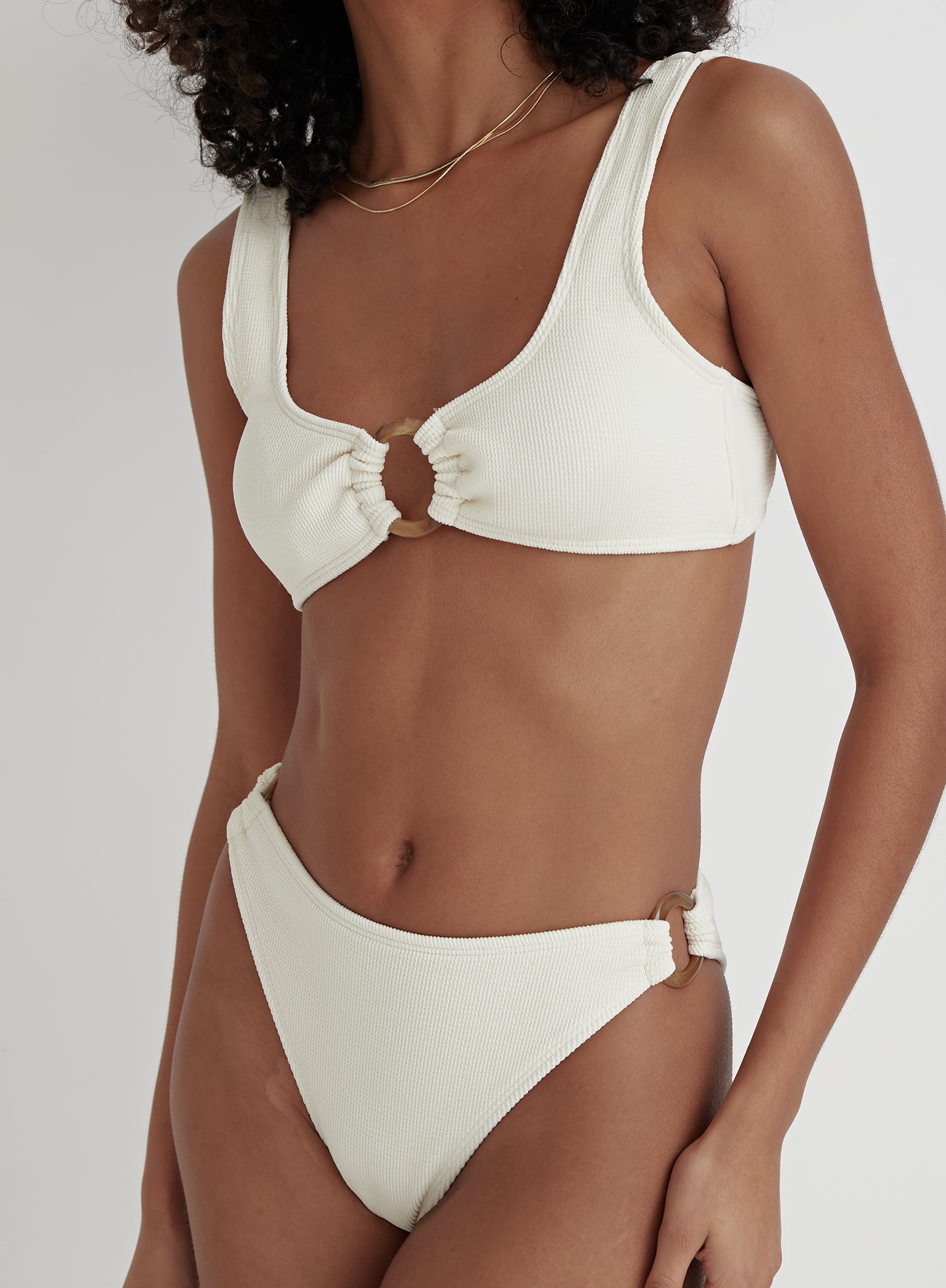 Cream Crinkle Tortoiseshell Bikini Bottom